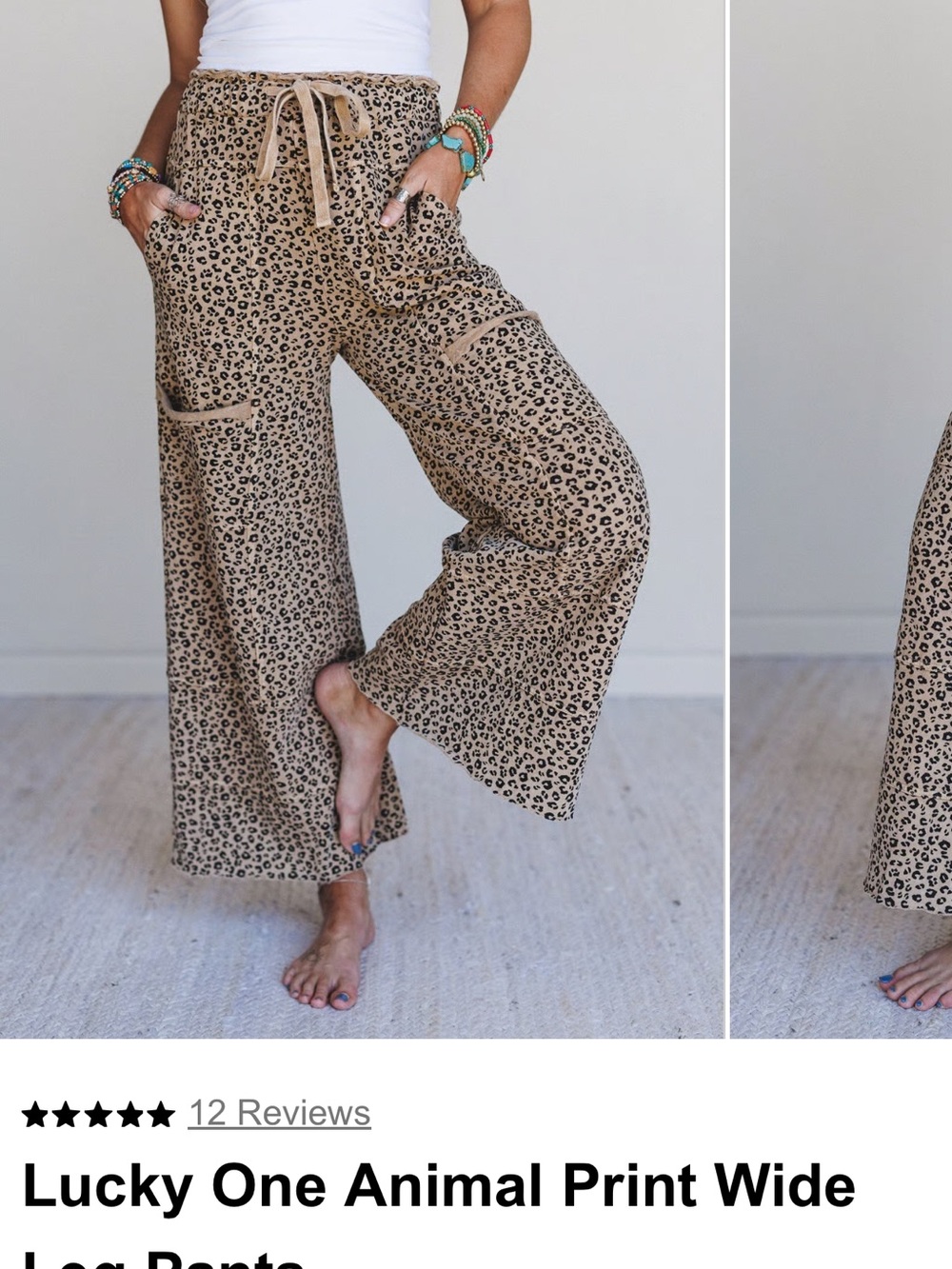 easel Leopard-Print Wide Leg Pants - Tan and Black